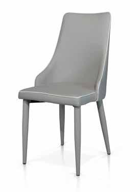 Set 4 sedie ecopelle grigia con bordo bianco 45x42 h.95