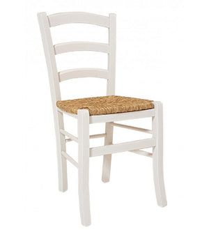 Set 02 sedie in legno massello finitura anilina bianco/paglia - Mobili 2G