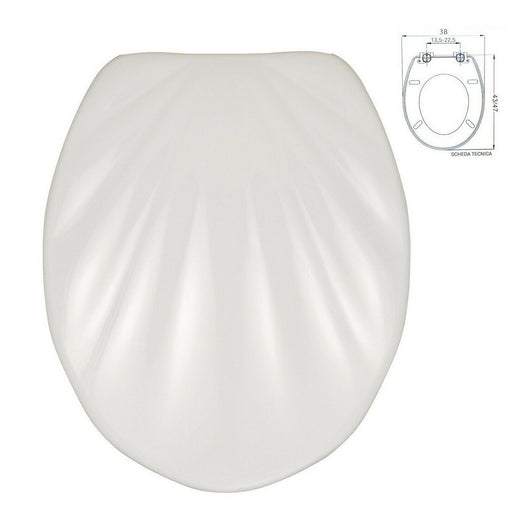 Trade Shop - Sedile Copriwater Universale Conchiglia Copri Wc Water In Legno Mdf 19" 52998 -        3,5