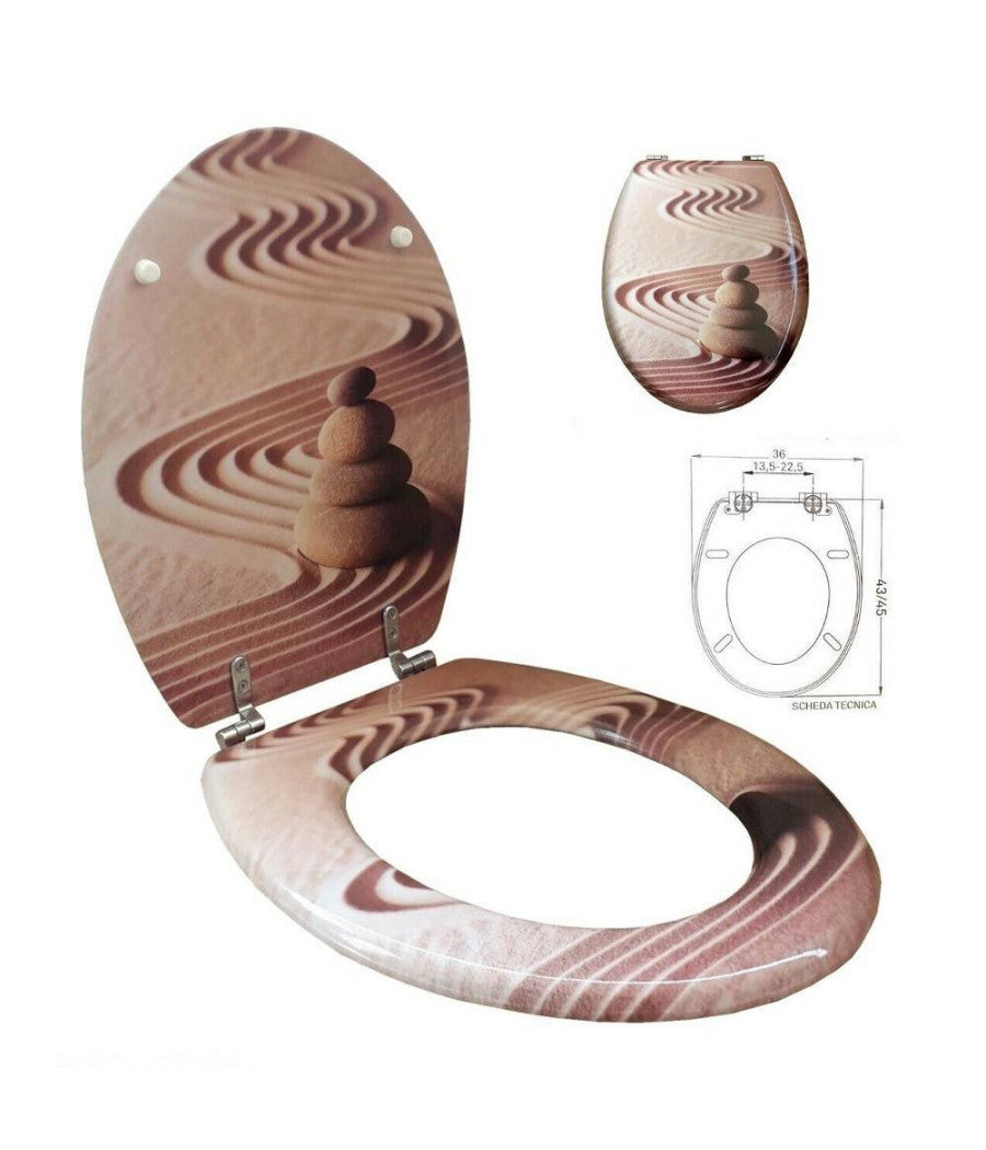 Sedile Copriwater Universale Per Bagno Copri Wc Water In Legno Mod. 52733         3,5