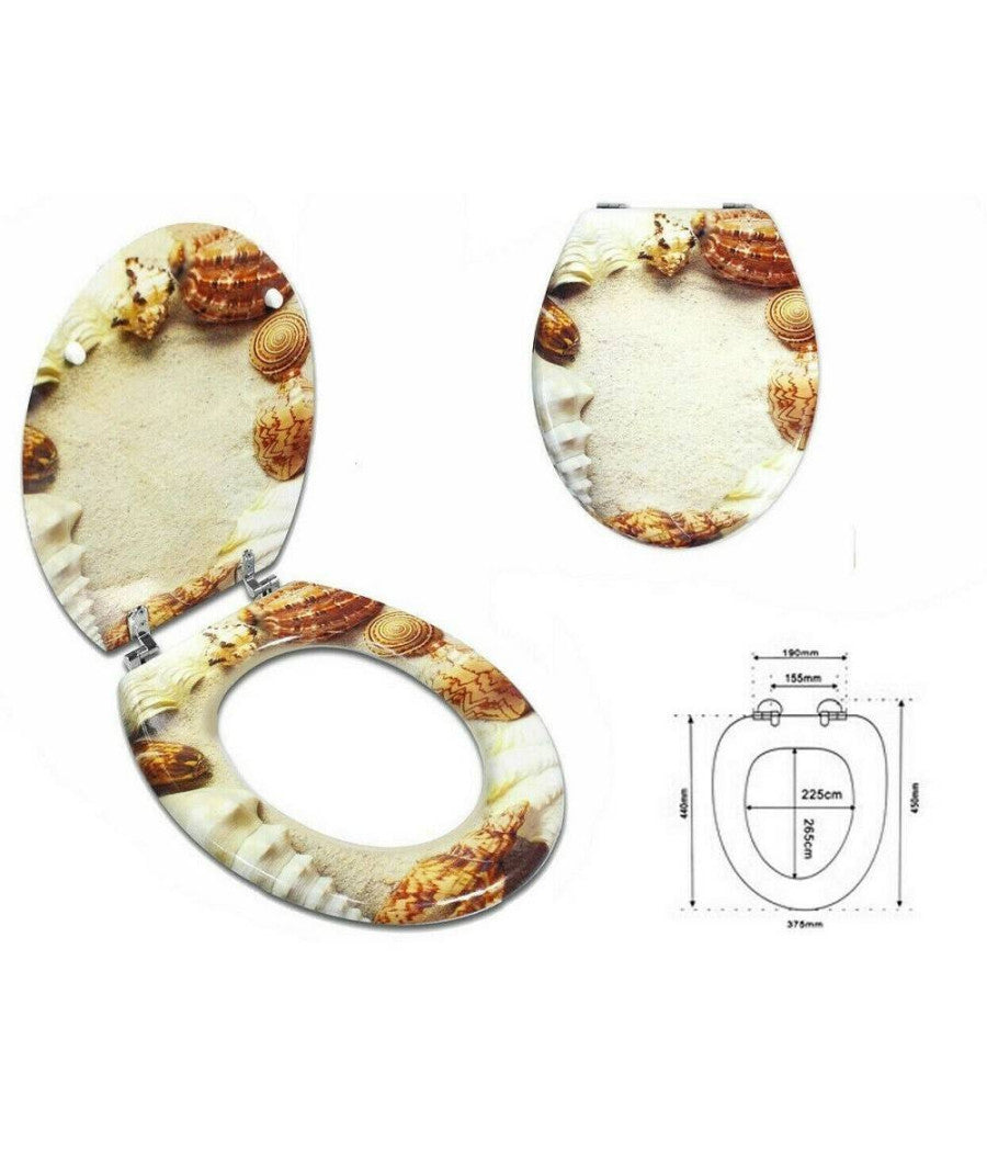 Sedile Copriwater Universale Per Bagno Copri Wc Water In Legno Conchiglie 52896         3,5
