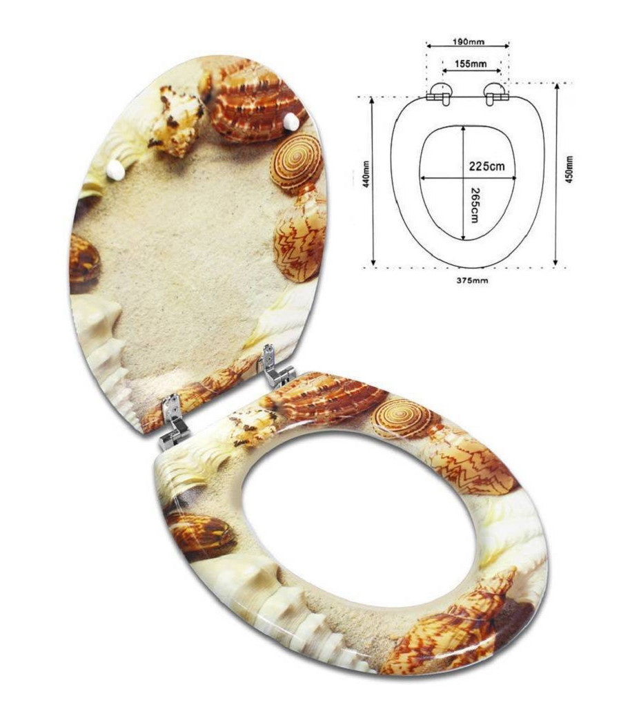 Sedile Copriwater Universale Per Bagno Copri Wc Water In Legno Conchiglie 52896         3,5