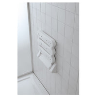 Sedile doccia a muro ribaltabile in alluminio bianco portata max 100 kg