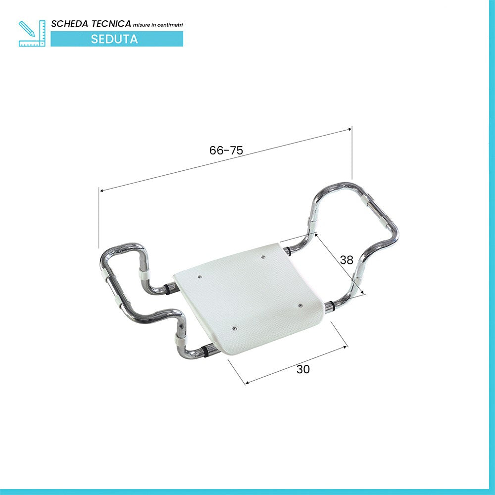 Sedile per vasca bianco con piano regolabile in polipropilene portata 120 kg