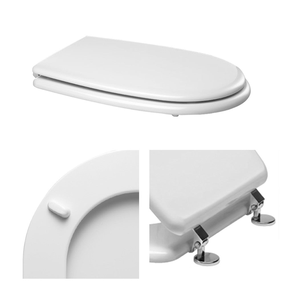 Sedile wc dedicato Cesame Aretusa in legno rivestito bianco con cerniere