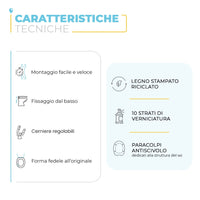 Sedile wc dedicato Cesame Aretusa in legno rivestito bianco con cerniere