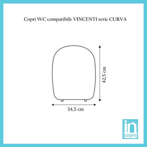 Sedile WC per Vaso VINCENTI serie CURVA in termoindurente bianco