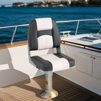 Set di 2 sedili per barca con imbottitura spessa in spugna, Sedili pieghevoli per cabina in pelle PVC impermeabile Grigio-Sport acquatici