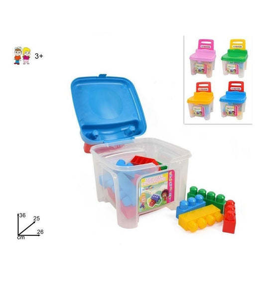 Sediolina Bambini Contenitore Con Costruzioni Plastica Colorate Sedia Bimbi         