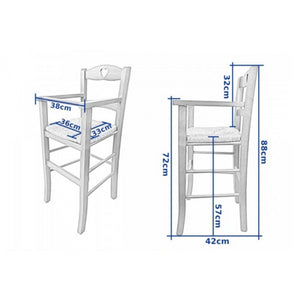 Sediolone bimbo 708 legno noce e seduta paglia