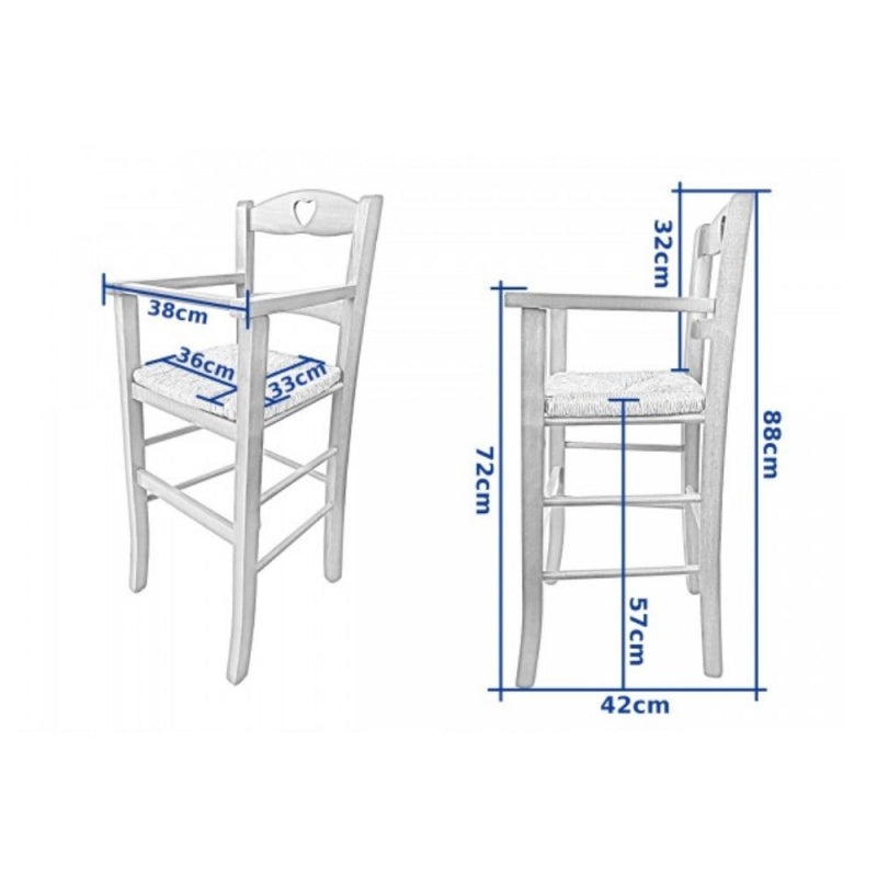 Sediolone bimbo 708 legno noce e seduta paglia