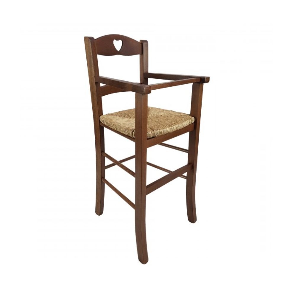 Sediolone bimbo in legno noce e seduta paglia 708