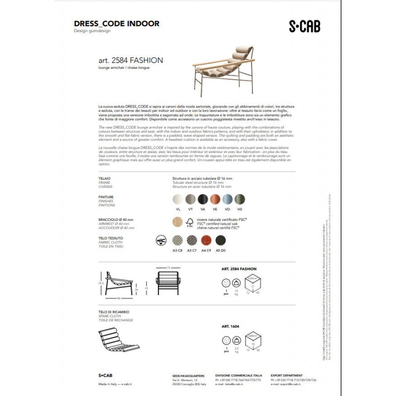 SEDUTA DRESS CODE FASHION PER INDOOR MADE IN ITALY SCAB DESIGN