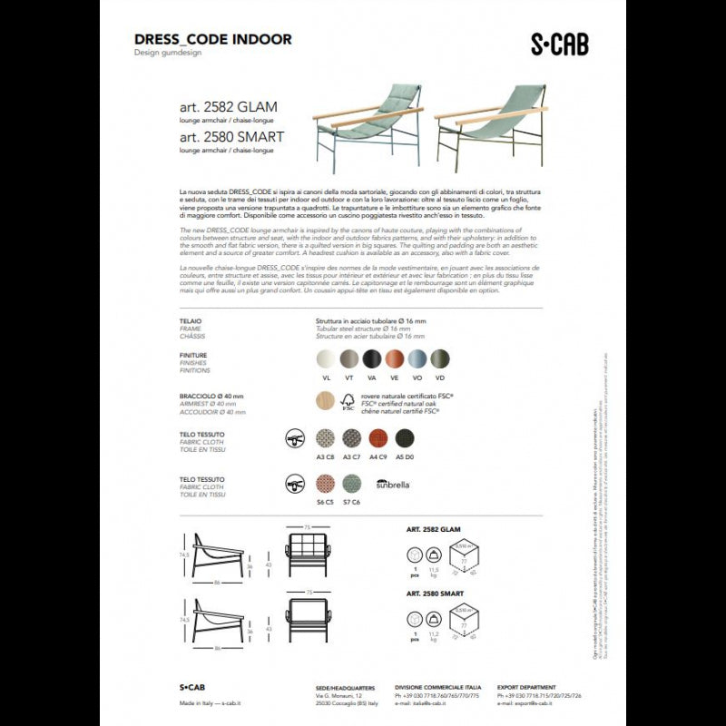 SEDUTA DRESS CODE GLAM PER INDOOR MADE IN ITALY SCAB DESIGN