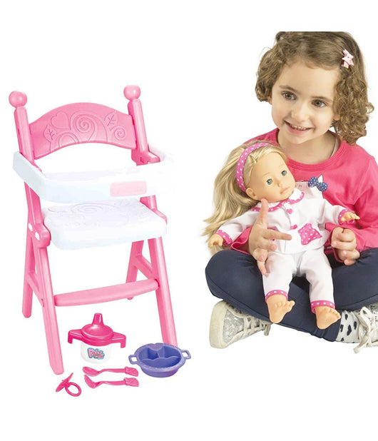 Seggiolone Pappa Per Bambole Sedia Bambolotti Con Vassoio E Accessori Gioco         