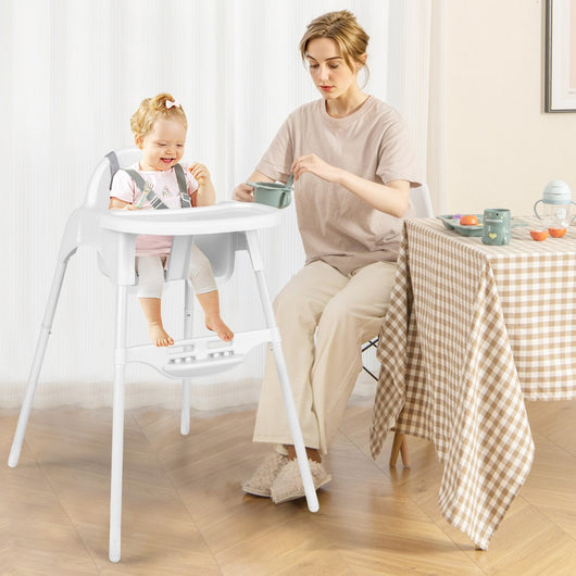 Seggiolone per bambini convertibile 4 in 1, Seggiolino per neonati con vassoio rimovibile e regolabile Bianco-Seggioloni