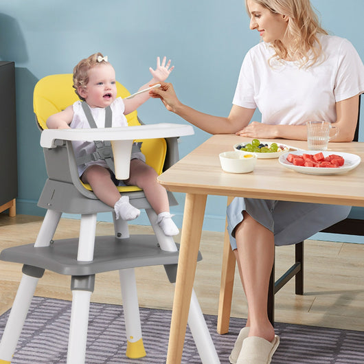 Seggiolone per neonati con imbracatura a 5 punti cuscino rimovibile, Seggiolone per bambini convertibile Giallo-Seggioloni