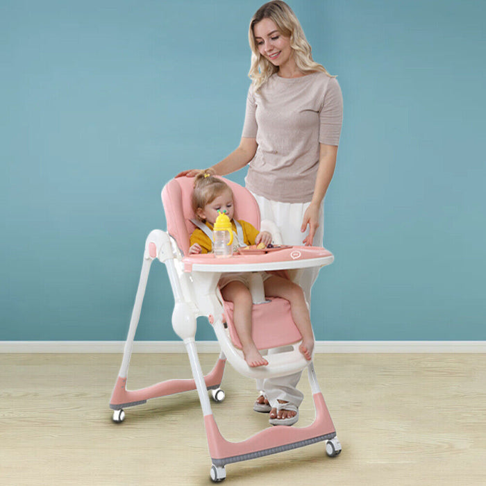 Seggiolone Pappa Wizy Easy 0 - 36 Mesi Chiusura Salvaspazio e Altezza Regolabile -Rosa