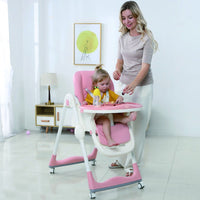 Seggiolone Pappa Wizy Easy 0 - 36 Mesi Chiusura Salvaspazio e Altezza Regolabile -Rosa