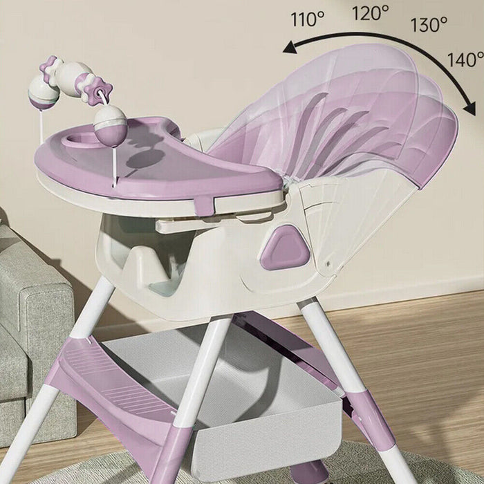 Seggiolone Pappa Wizy Pro 3 in 1 da 0 - 36 Mesi Evolutivo con Chiusura Salvaspazio-Rosa