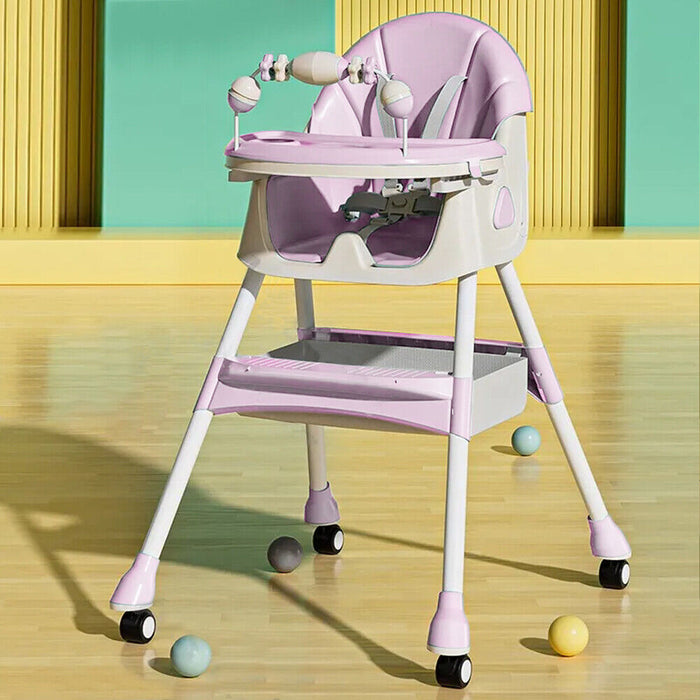 Seggiolone Pappa Wizy Pro 3 in 1 da 0 - 36 Mesi Evolutivo con Chiusura Salvaspazio-Rosa