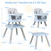 Seggiolone per neonati con imbracatura a 5 punti cuscino rimovibile, Seggiolone per bambini convertibile Blu-Seggioloni