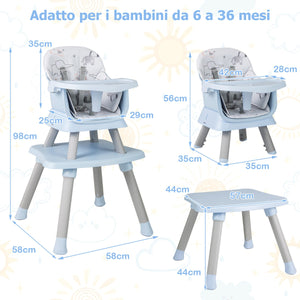 Seggiolone per neonati con imbracatura a 5 punti cuscino rimovibile, Seggiolone per bambini convertibile Blu-Seggioloni