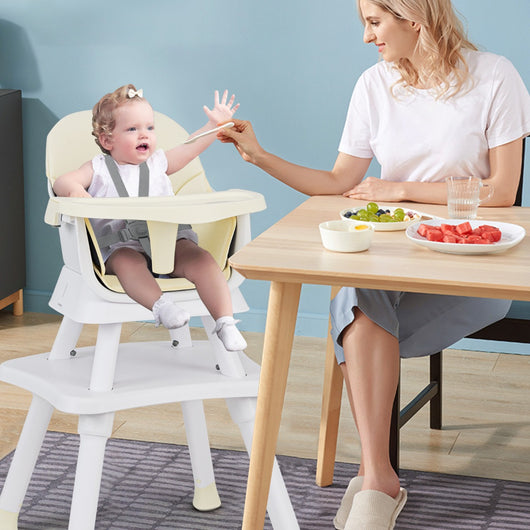 Seggiolone per neonati con imbracatura a 5 punti cuscino rimovibile, Seggiolone per bambini convertibile Beige-Seggioloni