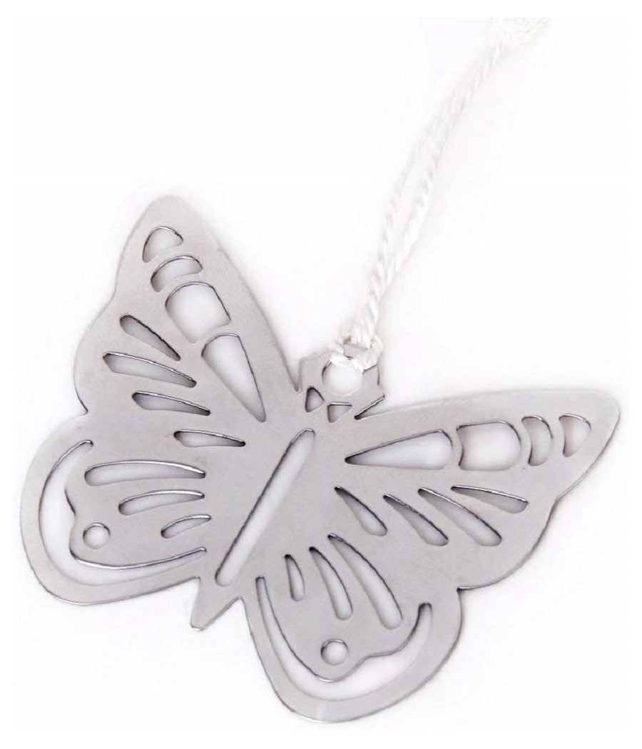 Segnalibro Farfalla Con Nappa Bianca Scatola Segnaposto Metallo Bomboniera Wedding         