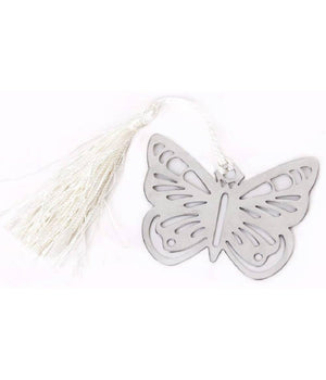 Segnalibro Farfalla Con Nappa Bianca Scatola Segnaposto Metallo Bomboniera Wedding         