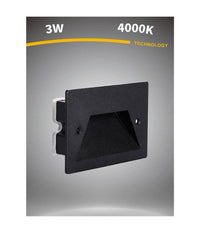 Segnapasso A Led 3 W Faretto Applique Luce Fredda Calda Naturale Ip65 Es49 Nero         