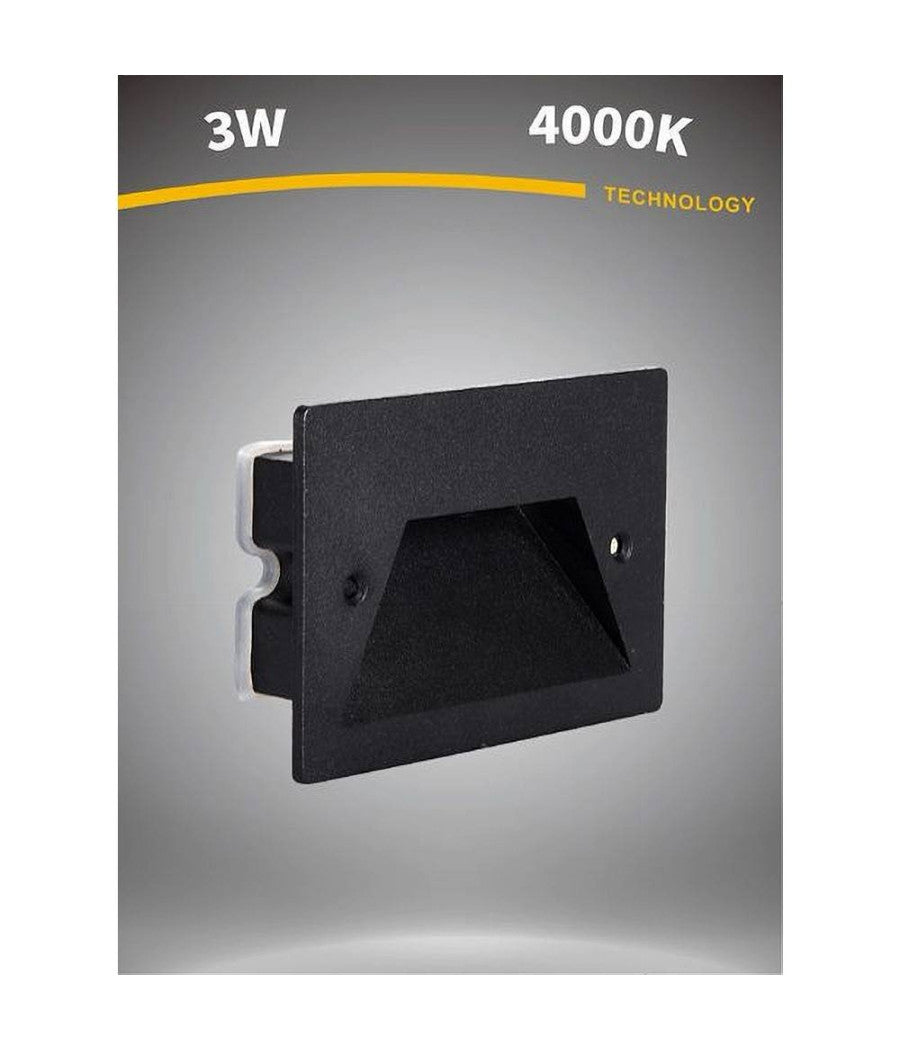 Segnapasso A Led 3 W Faretto Applique Luce Fredda Calda Naturale Ip65 Es49 Nero  -bianco Naturale      -