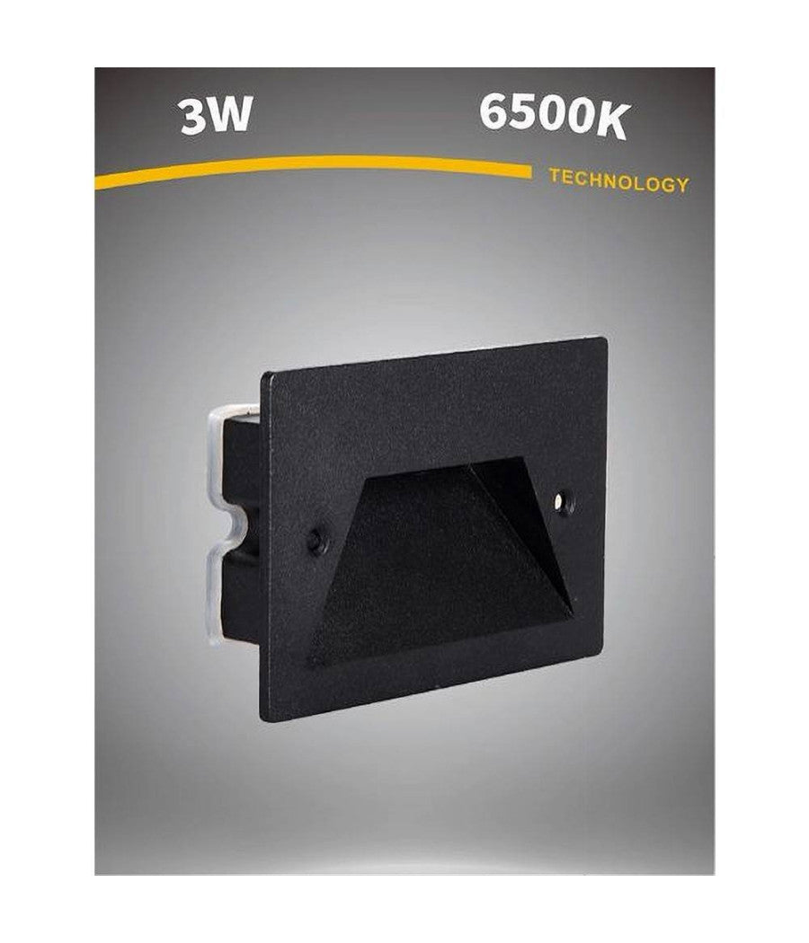 Segnapasso A Led 3 W Faretto Applique Luce Fredda Calda Naturale Ip65 Es49 Nero         