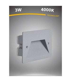 Segnapasso A Led 3w Grigio Faretto Applique Luce Fredda Calda Naturale Ip65 Es49         