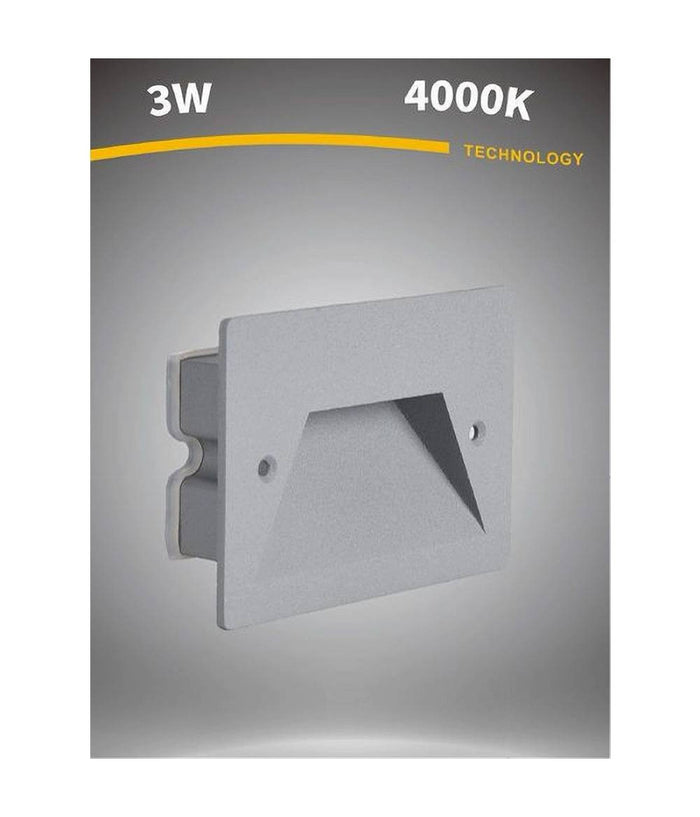 Segnapasso A Led 3w Grigio Faretto Applique Luce Fredda Calda Naturale Ip65 Es49  -bianco Naturale      -