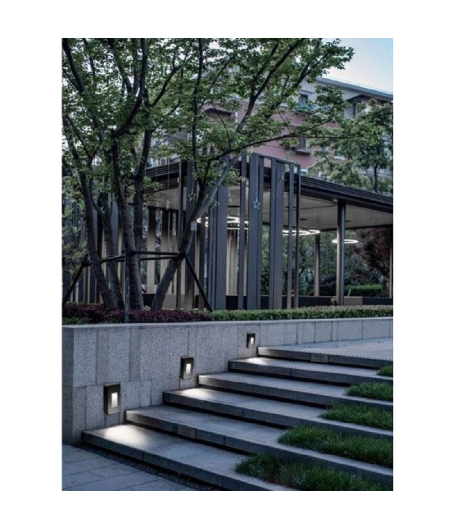 Segnapasso Da Esterno Faretto 12 Watt Ip65 Nero Luce Calda Fredda Naturale Es62  -bianco Freddo      -