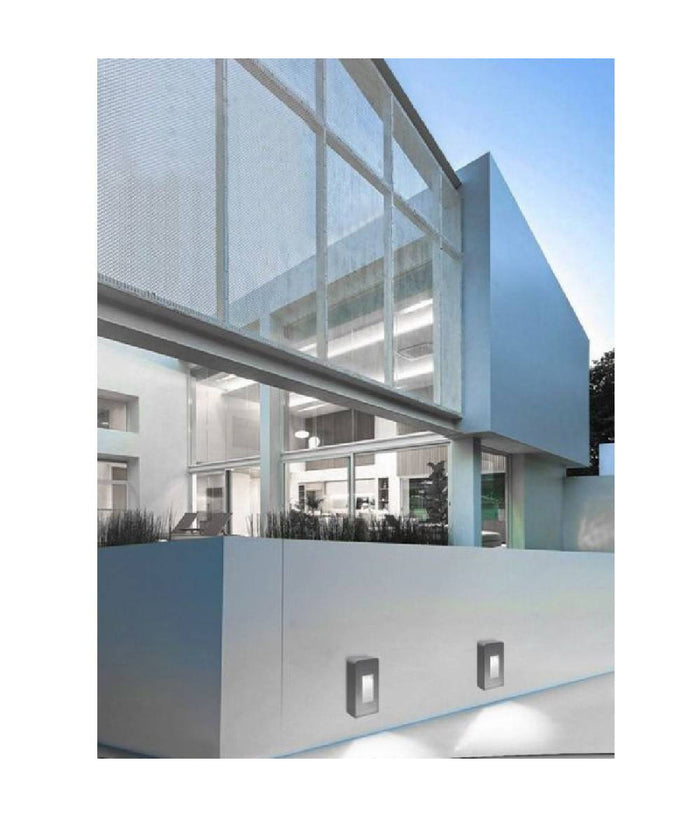 Segnapasso Da Esterno Faretto 12 Watt Ip65 Grigio Luce Calda Fredda Es62  -bianco Freddo      -