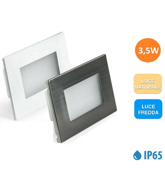Segnapasso Esterno A Led Faretto 3,5w Incasso Per Cassetta 503 Ip65 230v Luce  -bianco Naturale      -