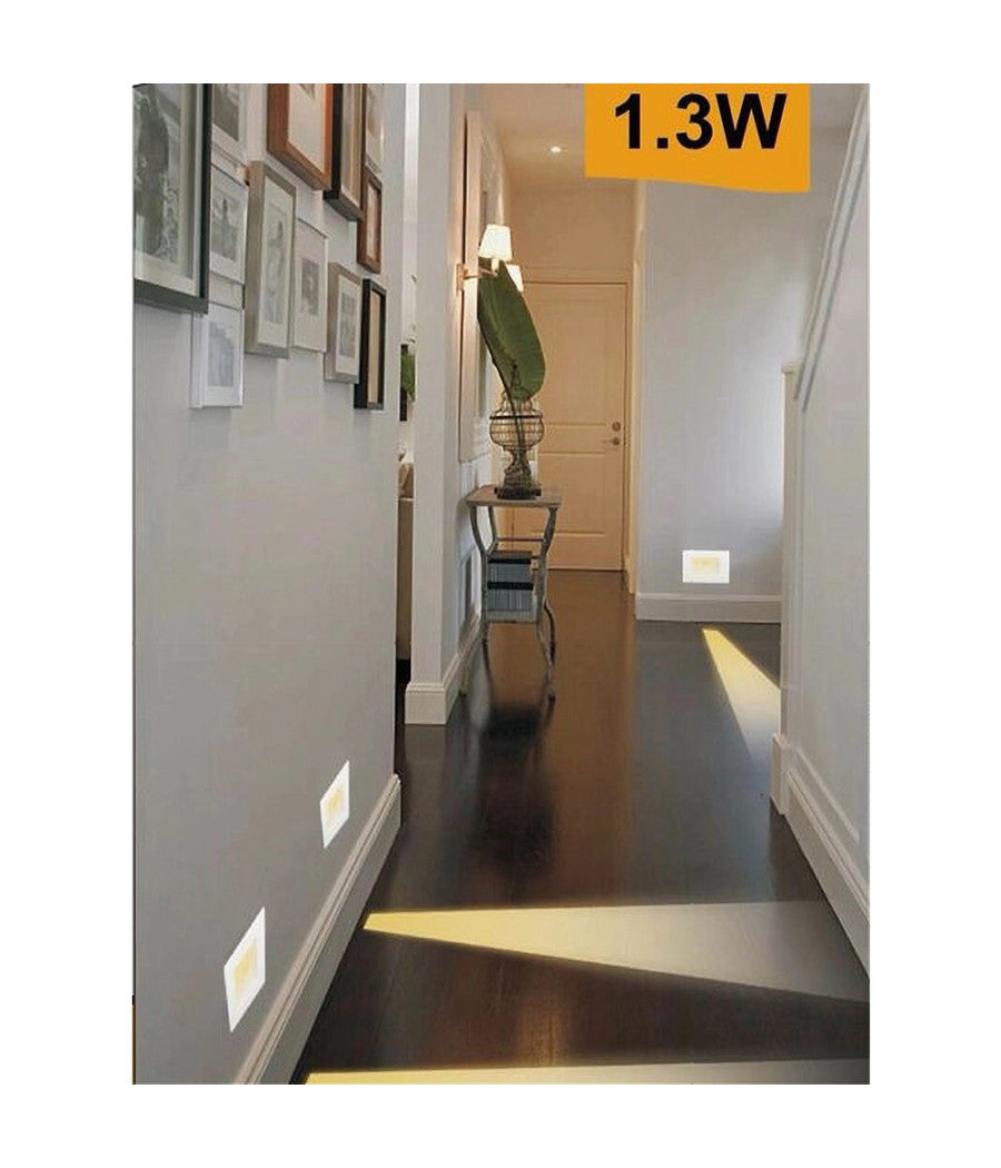 Segnapasso Placca Bianca Muro Sensore Movimento Pir 1,3w Cassetta 503 Xggyd-001b  -bianco Naturale      -