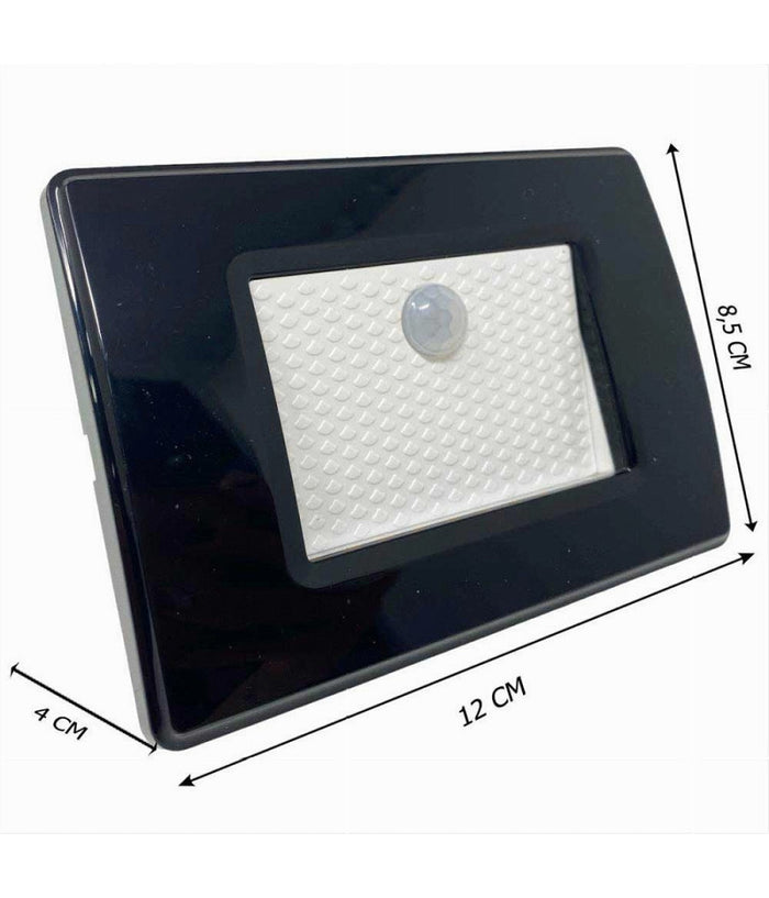 Segnapasso Placca Nera Muro Sensore Movimento Pir 1,3 W Cassetta 503 Xggyd-001n  -bianco Freddo      -