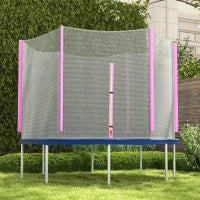 Rete di Protezione per Trampolini a 6 Pali con Ingresso con Cerniera, in PE, Ø244x180 cm, Nero e Rosa