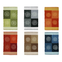 Tappeto SUMMER MARRONE disegno sole e fiori 100% cotone annodati a mano, passatoia stuoia cucina multiuso lavabile cm.55x280