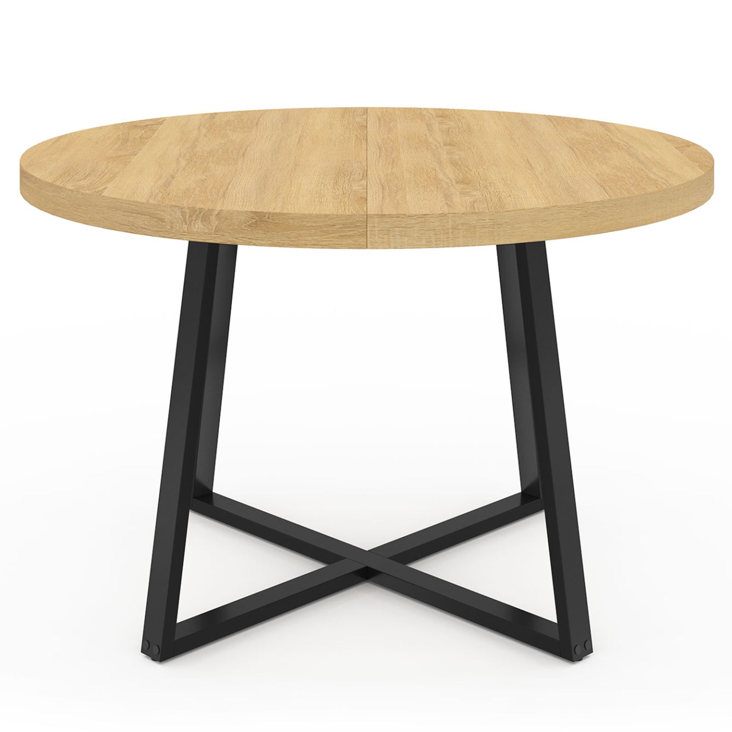 IDMarket - SELMA mesa de comedor redonda para 4-6 en madera y negro diseño industrial 110 cm