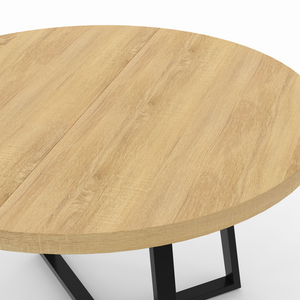 IDMarket - SELMA mesa de comedor redonda para 4-6 en madera y negro diseño industrial 110 cm