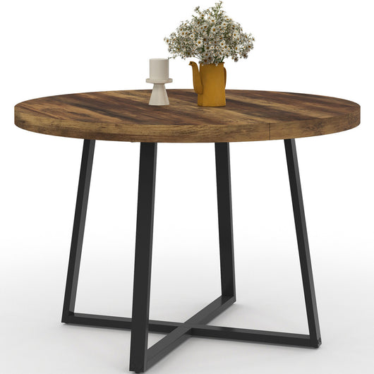 IDMarket - SELMA tavolo da pranzo rotondo 4 persone HAWKINS legno scuro e nero 110 cm