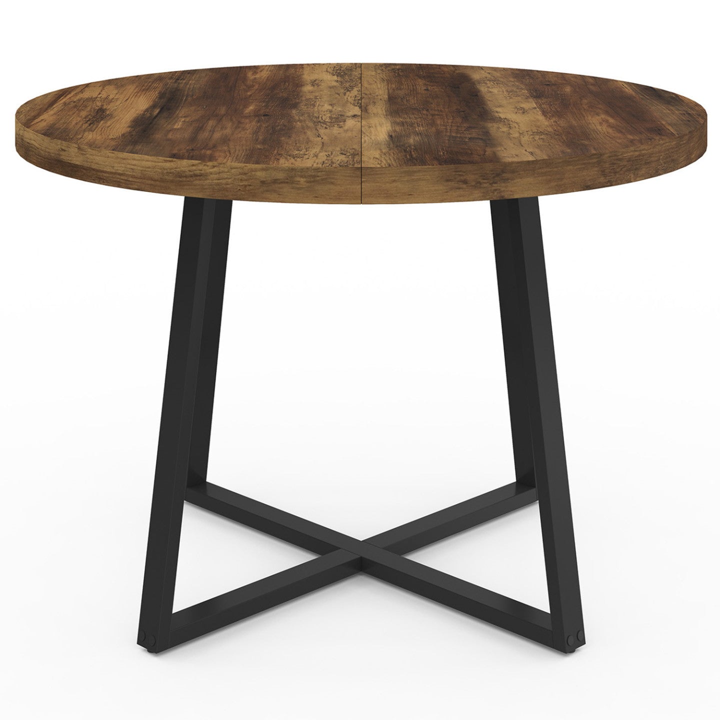 IDMarket - SELMA tavolo da pranzo rotondo 4 persone HAWKINS legno scuro e nero 110 cm