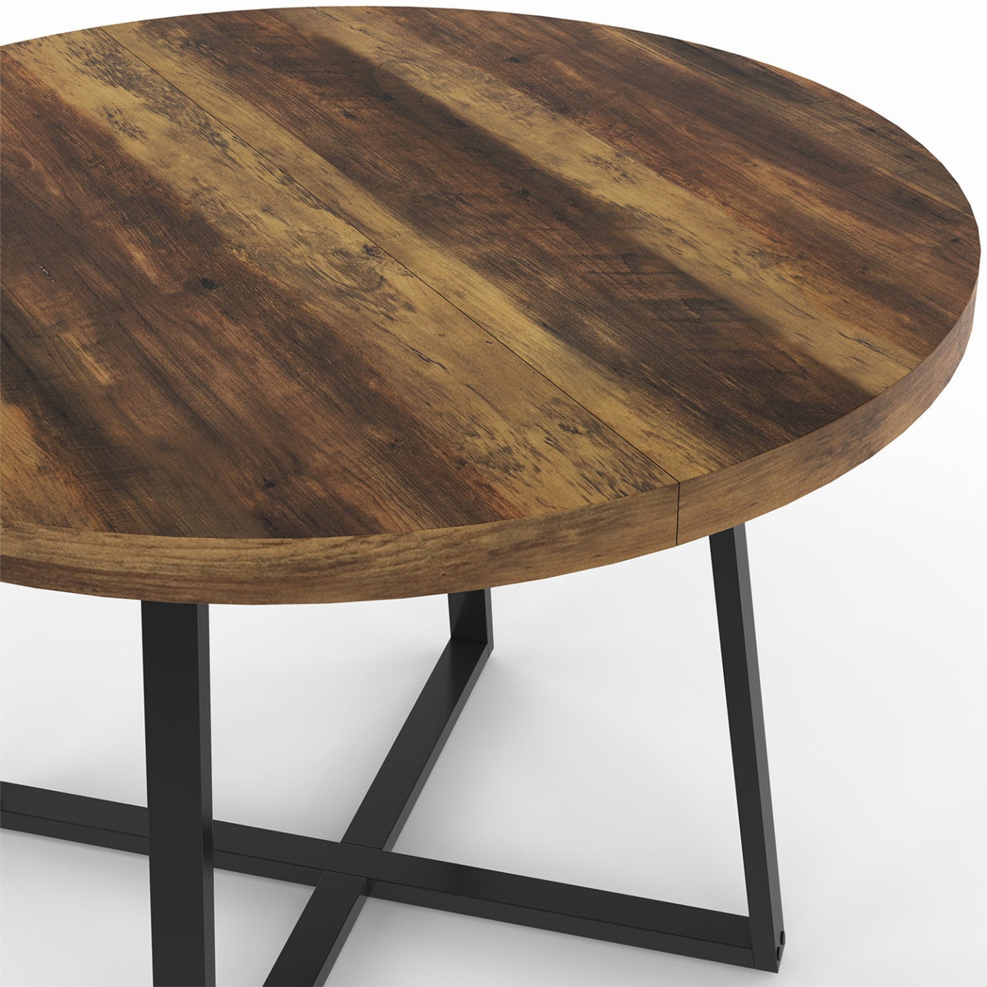 IDMarket - SELMA tavolo da pranzo rotondo 4 persone HAWKINS legno scuro e nero 110 cm