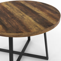 IDMarket - SELMA tavolo da pranzo rotondo 4 persone HAWKINS legno scuro e nero 110 cm