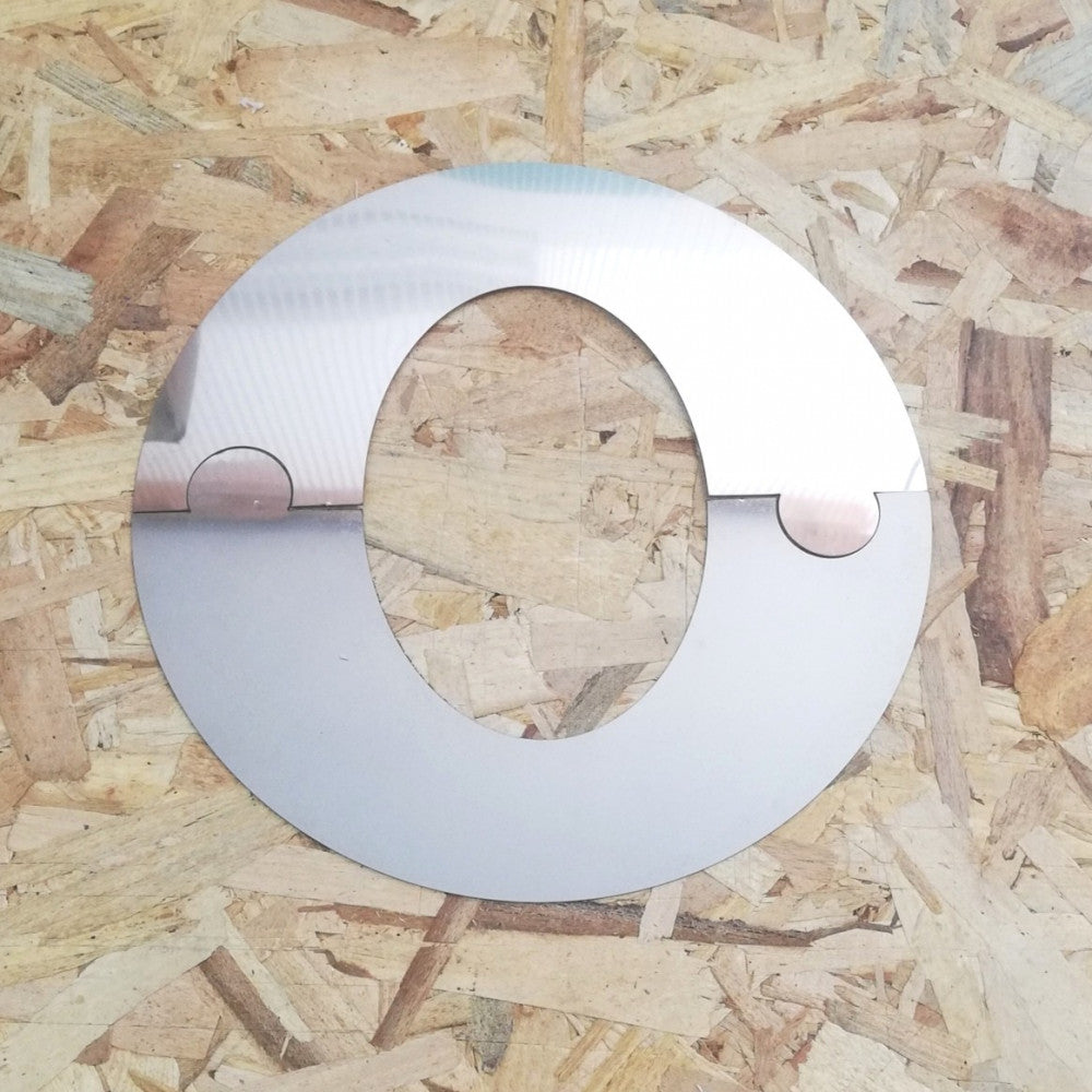 Semi rosone placca ellittica inox spessore 5 decimi aisi 304, diametro 130mm