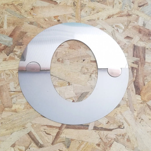 Semi rosone placca ellittica inox spessore 5 decimi aisi 304, diametro 160mm